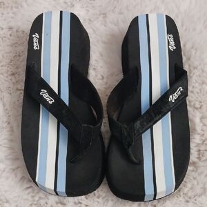 Vans  Black and Light Blue Striped Flip Flops